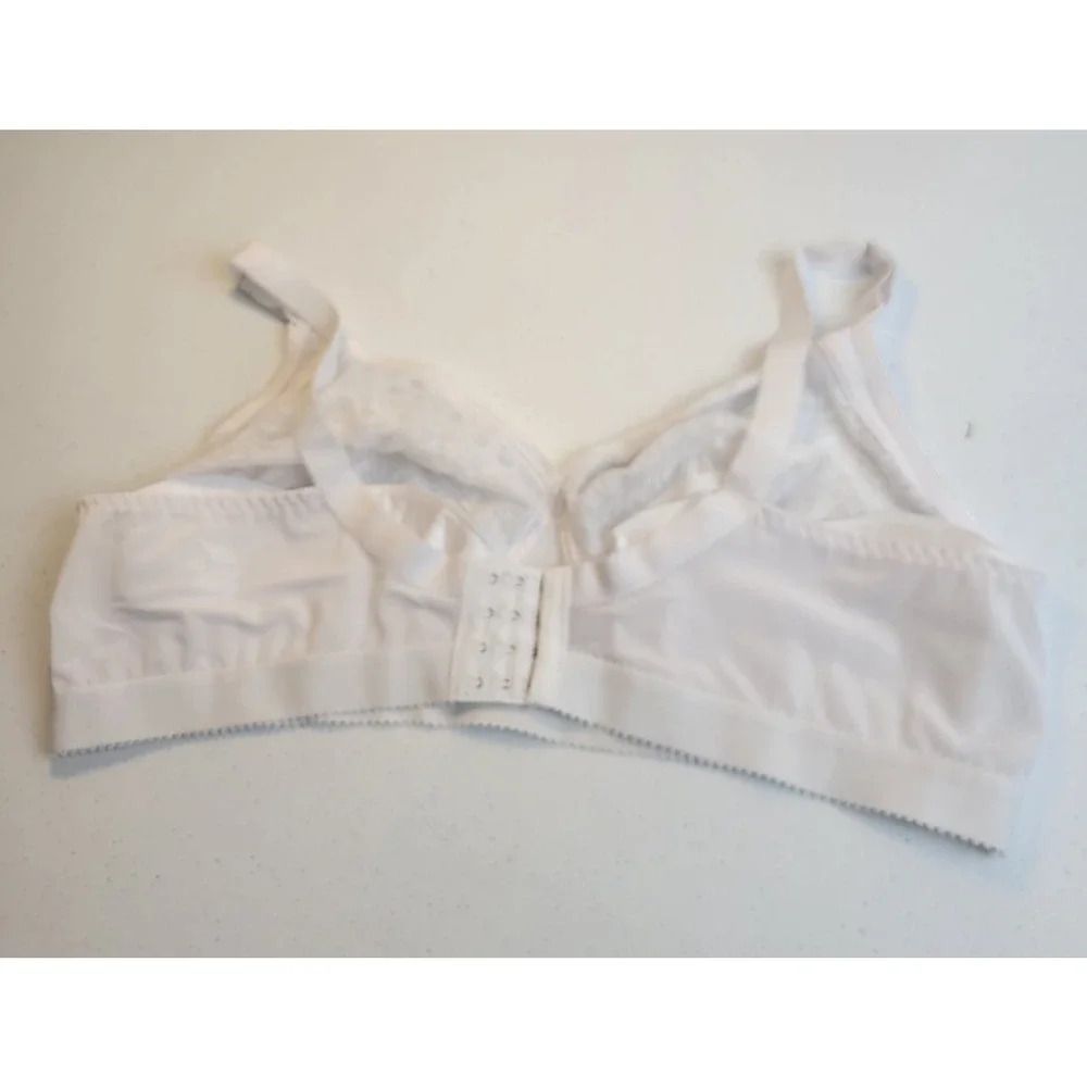 White Floral Lace Full Coverage Adjustable Wire‎ Free Minimizer Bra Size 48D